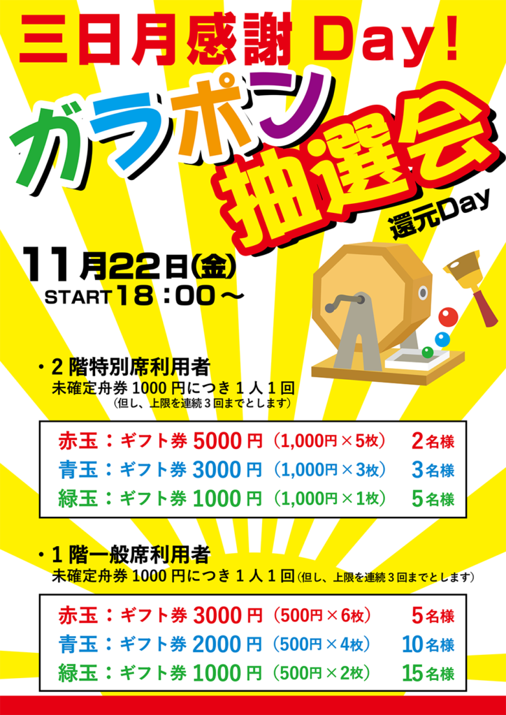 BTS三日月ガラポン抽選